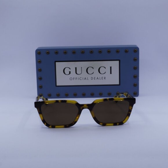 Gucci GG1539S 005 Square Sunglasses - Yellow Spotted Havana/Brown - Picture 3 of 13